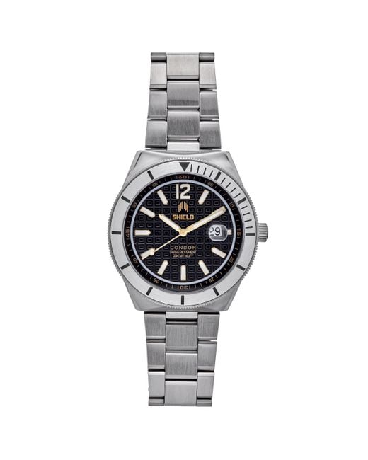 Shield White Condor Bracelet Watch W/Date for men