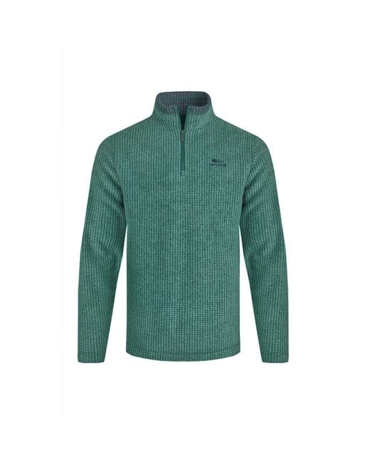 Weird Fish Green Newark Grid Eco Friendly Quarter Zip Fleece Top (Leaf) for men