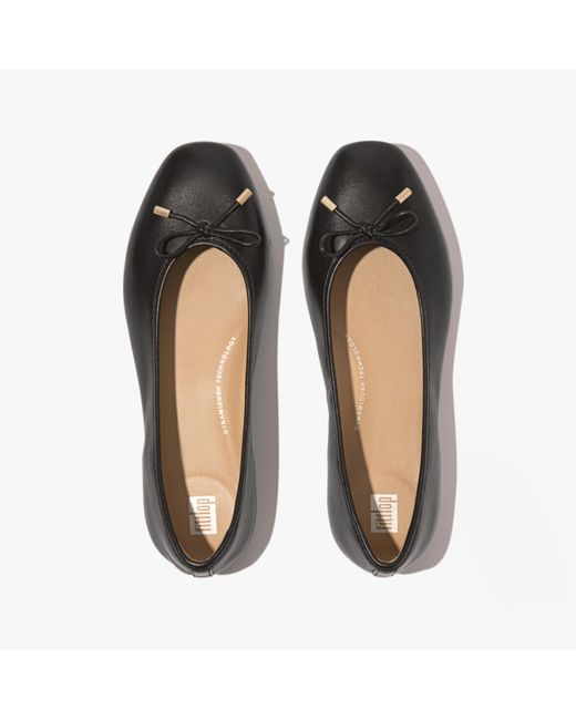 Fitflop Black Delicato Bow Ballet Flats Leather