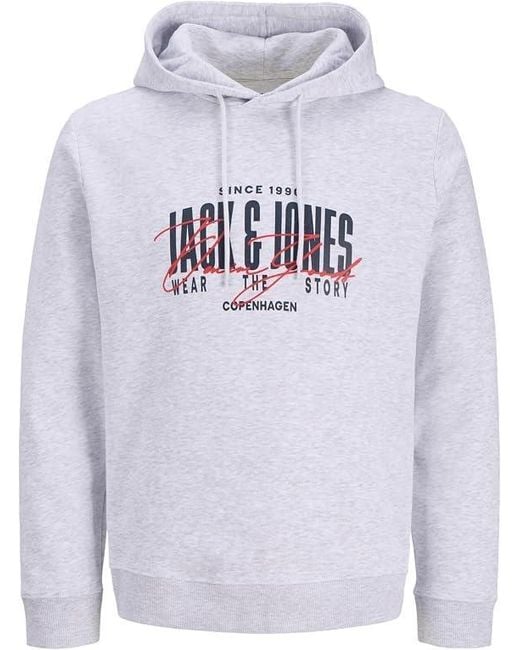 Jack & Jones Gray Hoodie Hooded Pullover for men