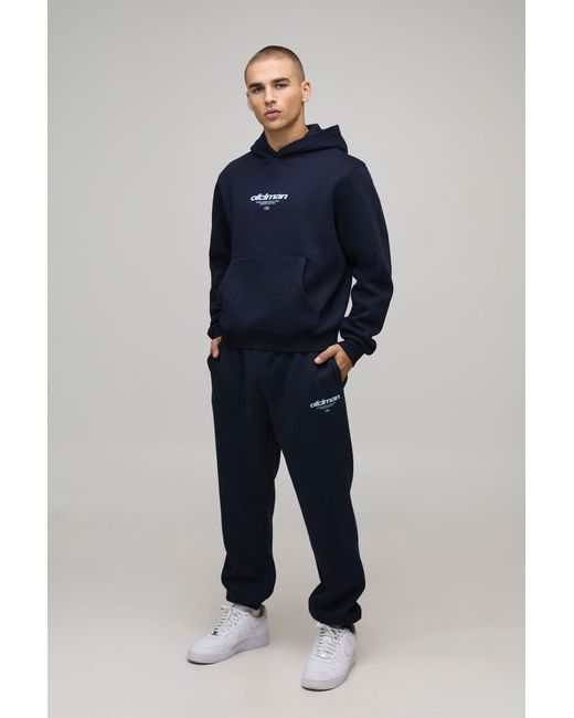 BoohooMAN Blue Boxy Fit Ofclman Hooded Tracksuit for men