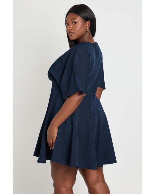 Boohoo Blue Plus Pleated Skirt Skater Dress