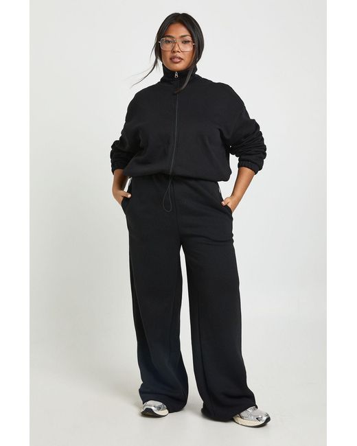 Boohoo Black Plus Adjustable Toggle Wide Leg Jogger