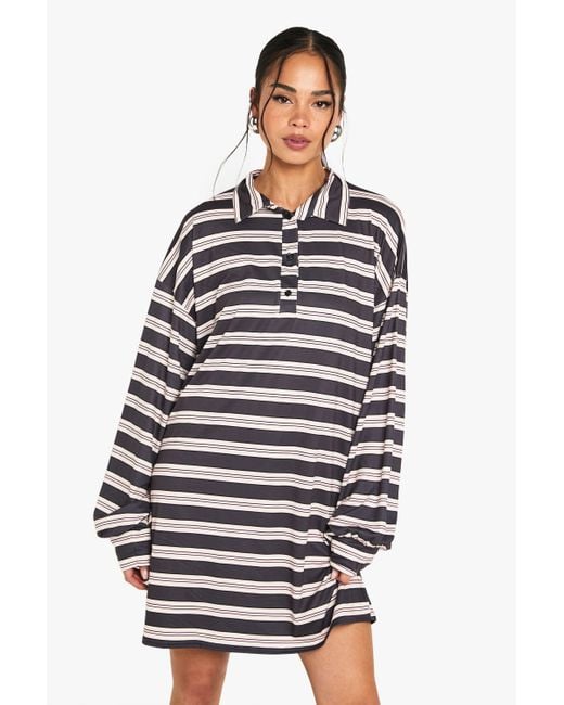Boohoo Stripe T Shirt Dress in Blue Lyst UK