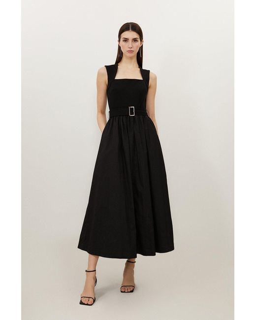 Karen Millen Black Scoop Neck Jersey Cotton Mix Maxi Dress