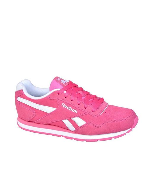 Reebok Royal Glide Lace Up Pink Suede Leather Trainers Aq9171