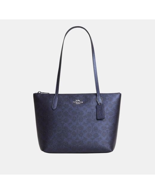 COACH Blue Fiona Zip Tote