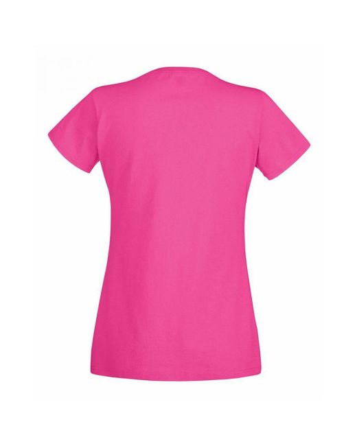 Fruit Of The Loom Pink Ladies/ Lady-Fit Valueweight Short Sleeve T-Shirt (Pack Of 5) Cotton