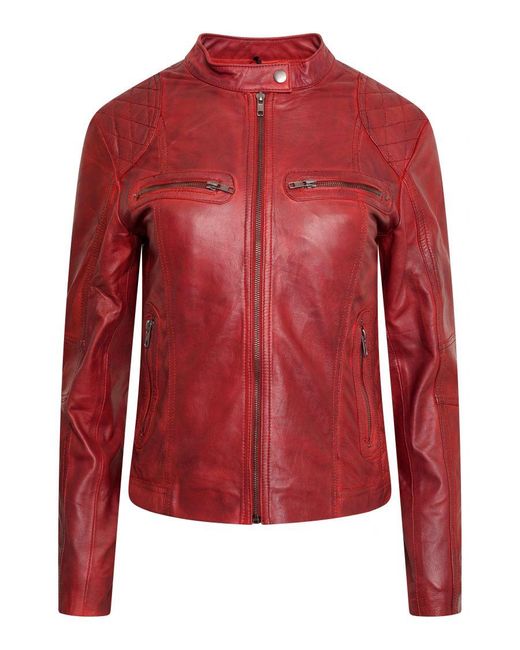 Pelle D'annata Red D'annata Ladies Real Leather Biker Jacket