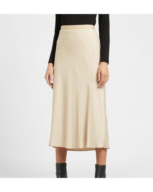 Calvin Klein Natural Womenss Slim Crepe Midi Skirt
