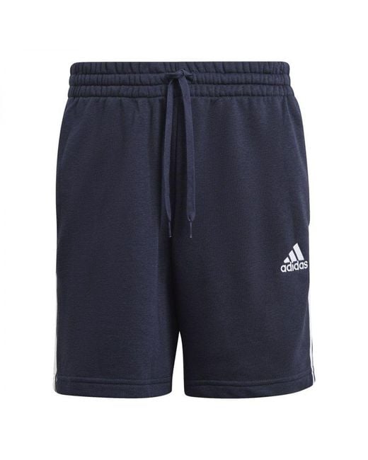 Adidas Blue Essentials French Terry 3-Stripes Shorts for men