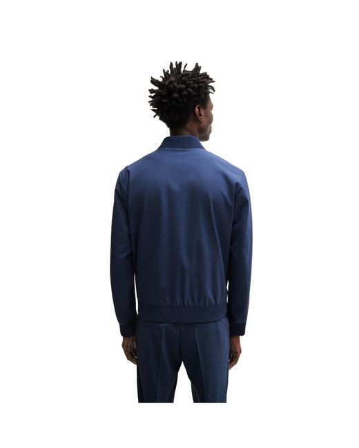 Boss Blue Zip Pocket Regular Bomber Jacket for men