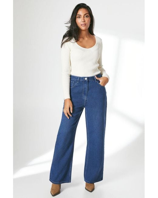 PRINCIPLES Blue Petite Wide Leg Jean