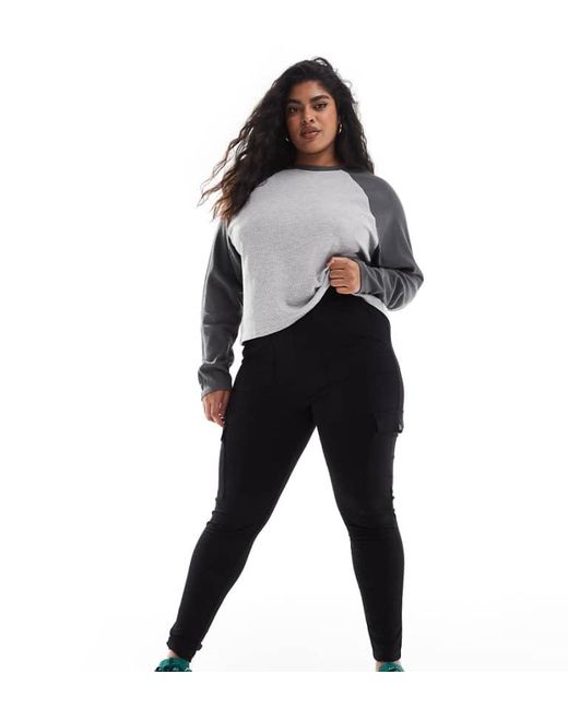 Yours Black Cargo Pocket Ponte Leggings
