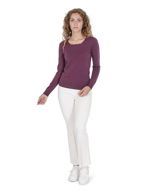Crown of Edinburgh Cashmere Purple Square Neck Sweater Coe 0024