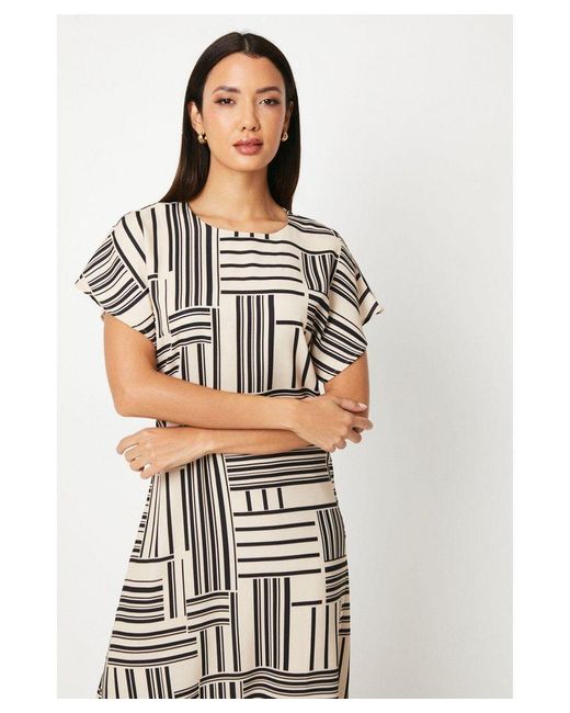 PRINCIPLES White Mono Geo Printed Midi Dress