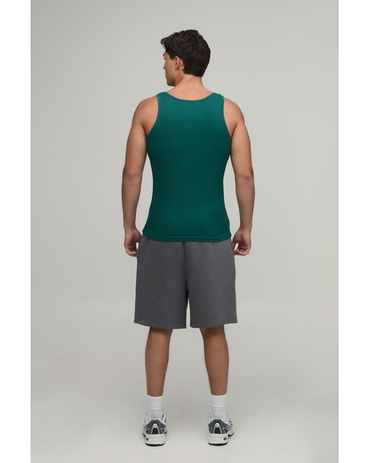 BoohooMAN Green Basic Muscle Fit Ribbed Vest for men