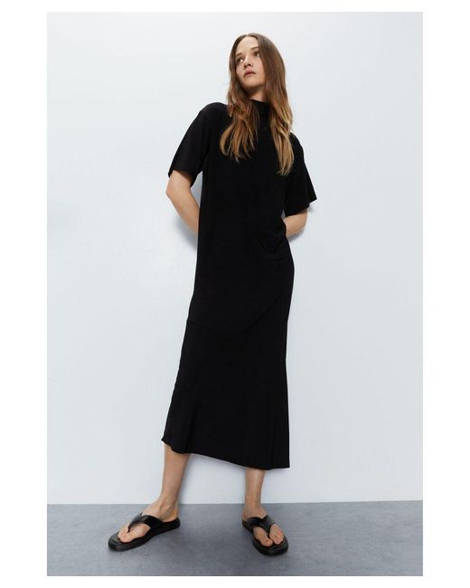 Warehouse Black Tie Back Relaxed Maxi Dress