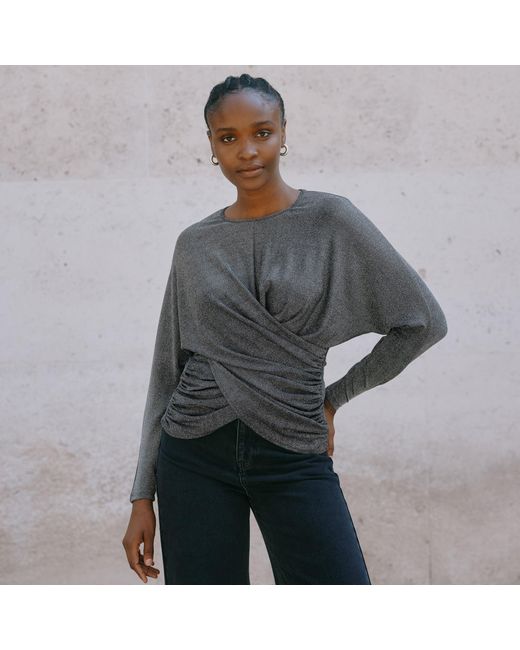 Albaray Gray Glitter Drape Top