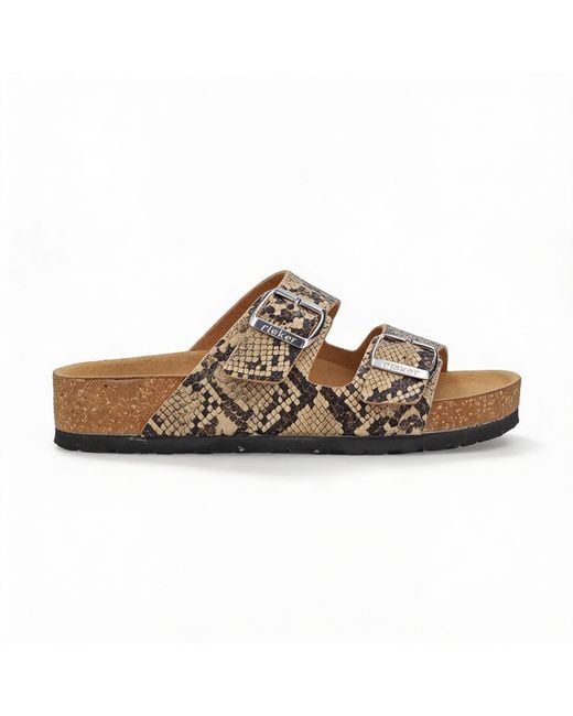Rieker Brown V6391 Cross Strap Sandals Multi
