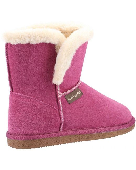 Hush Puppies Pink Ladies Ashleigh Suede Slipper Boots ()
