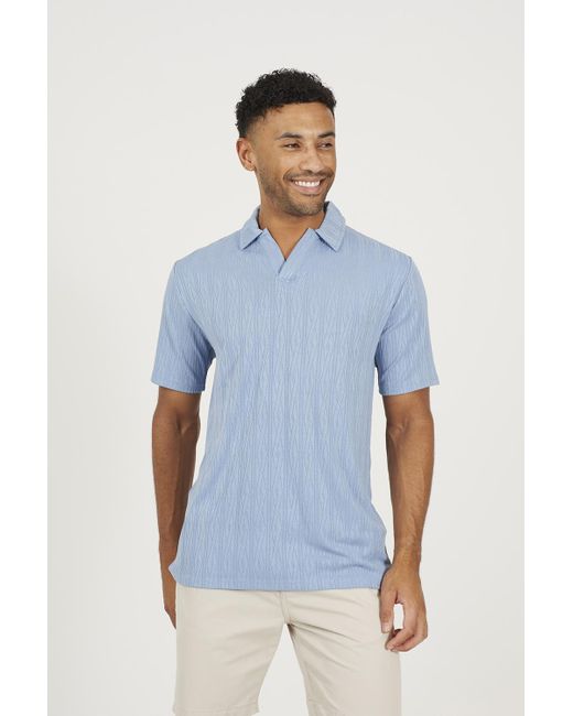 Brave Soul Blue Jacquard Trophy Neck Polo Shirt for men