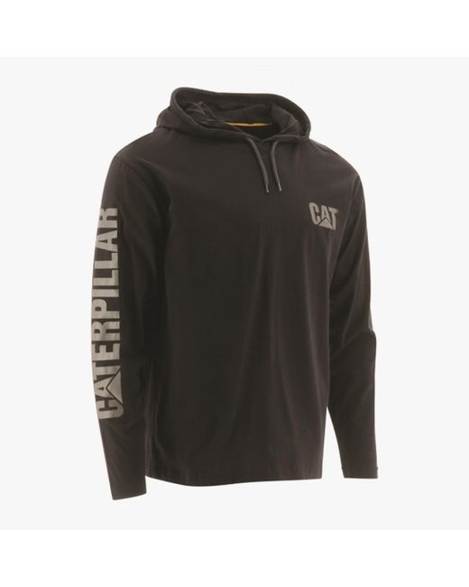 Caterpillar Black 1510425 Cotton Hooded Long Sleeve T-Shirt for men