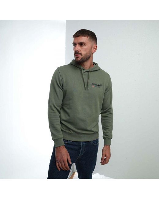 Napapijri Kasba Logo Hoody In Khaki in het Green voor heren