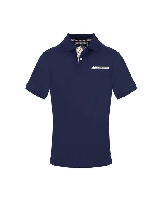 Aquascutum Blue Collared Neck Short Sleeve Polo Shirt for men
