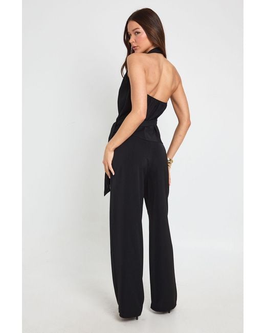 Boohoo Black Woven Cowl Wrap Drape Co-Ord