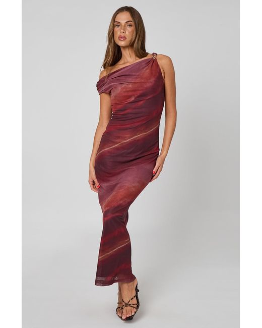 Urban Bliss Red Tie Dye Max Trim Maxi Dress