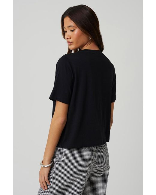 Brave Soul Black Cotton Crew Neck T-Shirt With Embroidered Detail