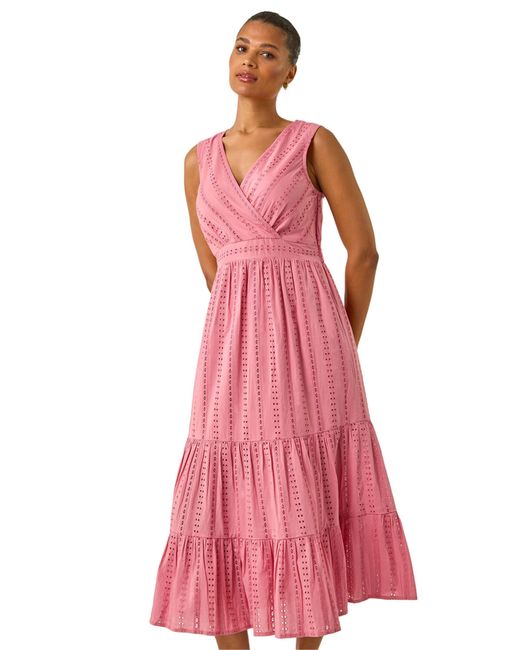Roman Embroidered V-Neck Midi Dress