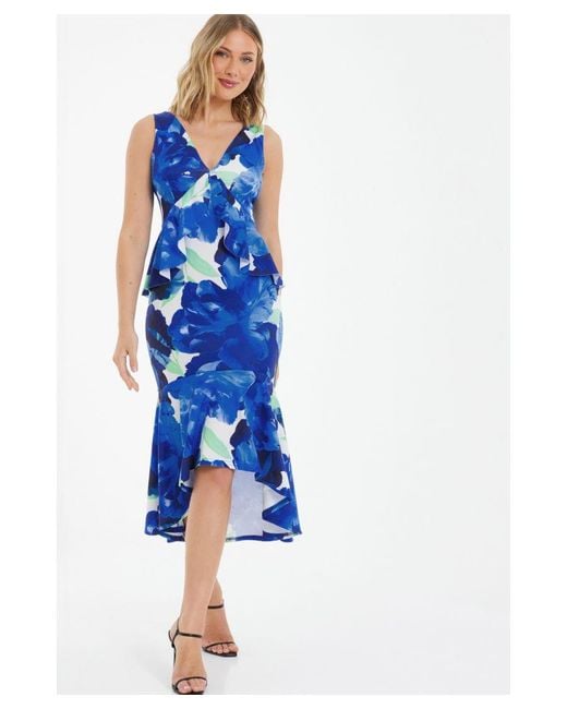 Quiz Blue Royal Frill Midi Dress