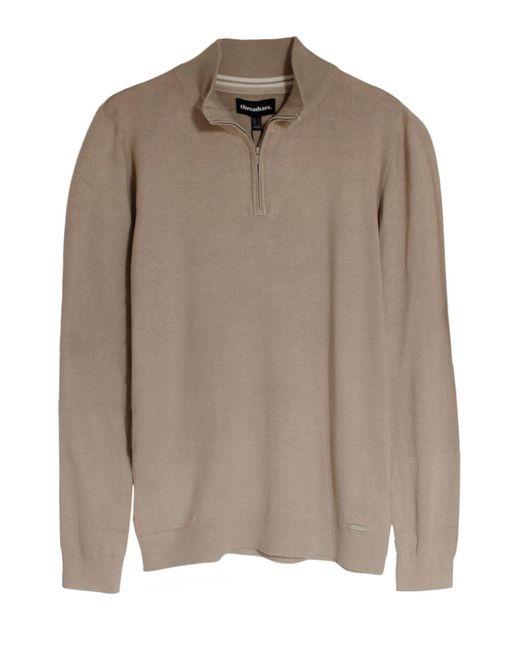 Threadbare Brown Zip Neck Sweater for men