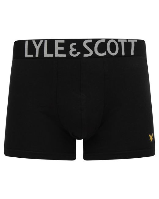 Lyle & Scott Black 3 Pack Satin Waistband Trunk for men