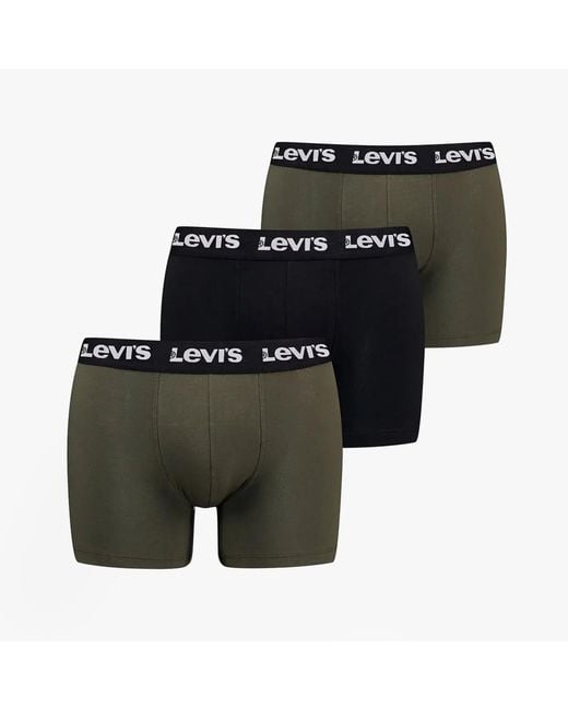 Levi's Green Levi's Repeat Logo 3 Pack Trunks Khaki Combo for men
