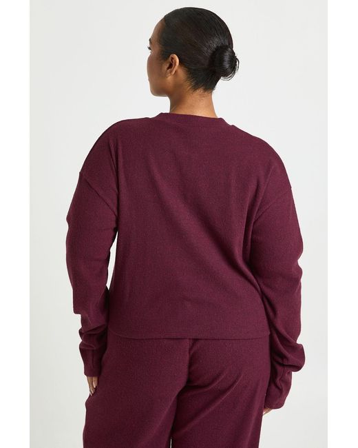 Boohoo Purple Plus Button Front Knitted Soft Rib Top