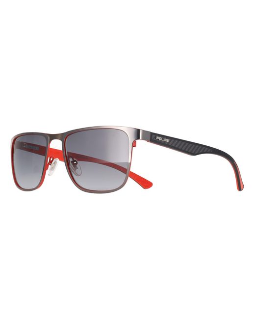 Police Brown Rectangle Shiny Gunmetal With Smoke Gradient Spln25 Carbonfly 8 for men