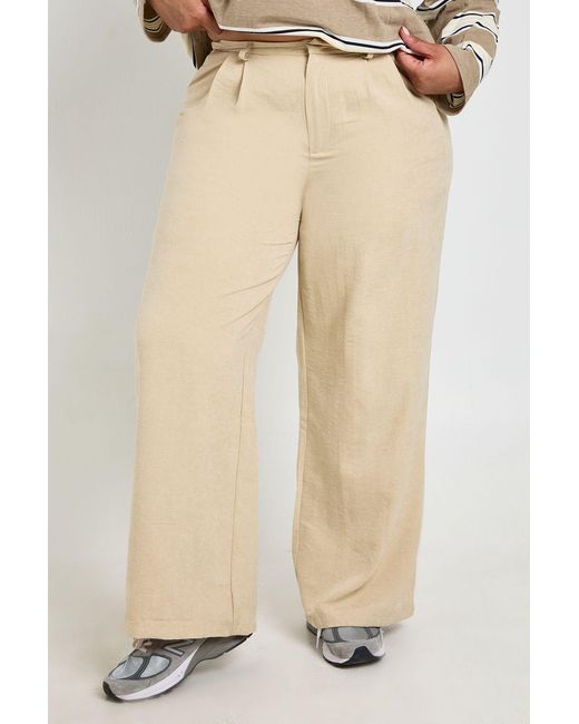 Boohoo Natural Plus Peached Pleated Wide Leg Trouser