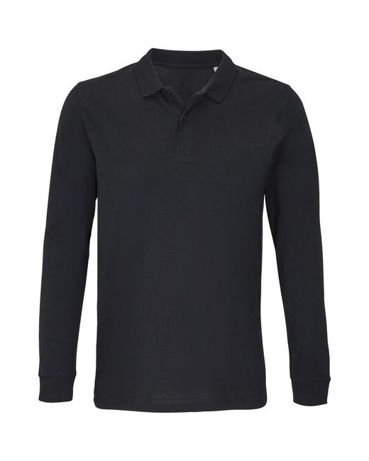 Sol's Blue Adult Planet Piqué Long-Sleeved Polo Shirt