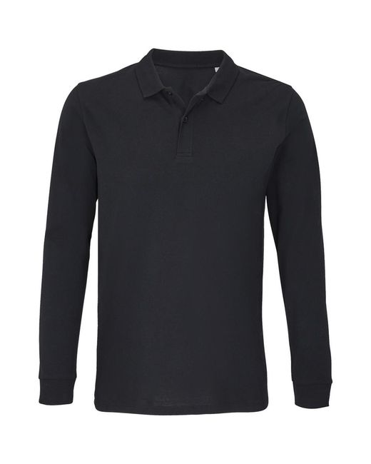 Sol's Blue Adult Planet Piqué Long-Sleeved Polo Shirt