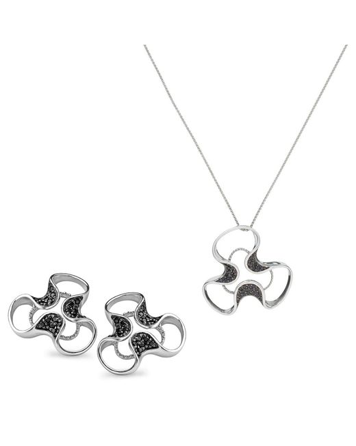 Orphelia Metallic 925 Sterling Set: Chain-Pendant + Earrings