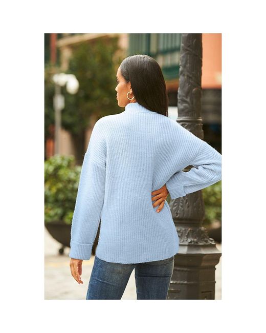 Sosandar Green Pale High Neck Folded Cuff Jumper