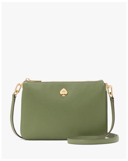 Kate Spade Green Kayla Pebbled Leather Small Triple Compartment Crossbody