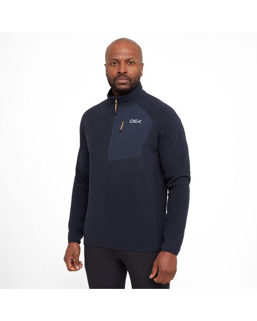 OEX Blue Braewick Half Zip Fleece With Chest Pocket, Active Fit Lightweight Mid-Layer for men