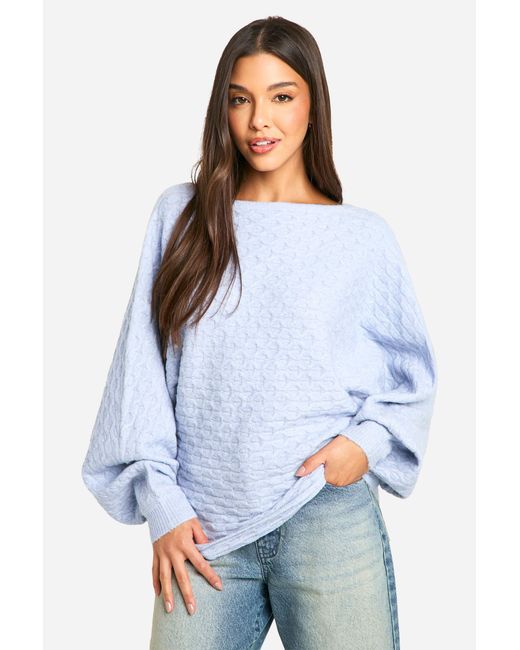 Boohoo White Soft Cable Twist Back Detail Knitted Jumper