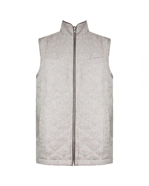 Hackett Gray Reversible Linen Gilet Linen/Cotton for men