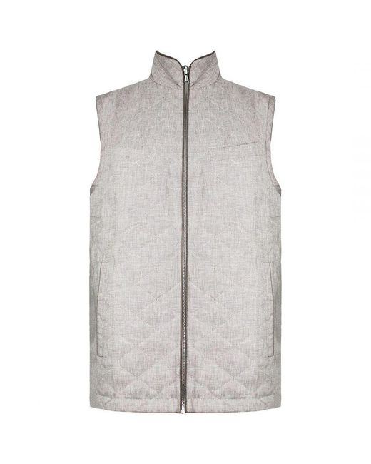 Hackett Gray Reversible Linen Gilet Linen/Cotton for men