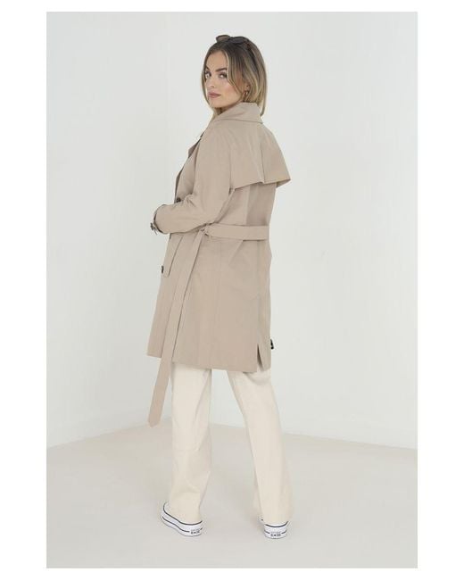 Brave Soul Natural 'Brandy' Double Breasted Short Trench Coat